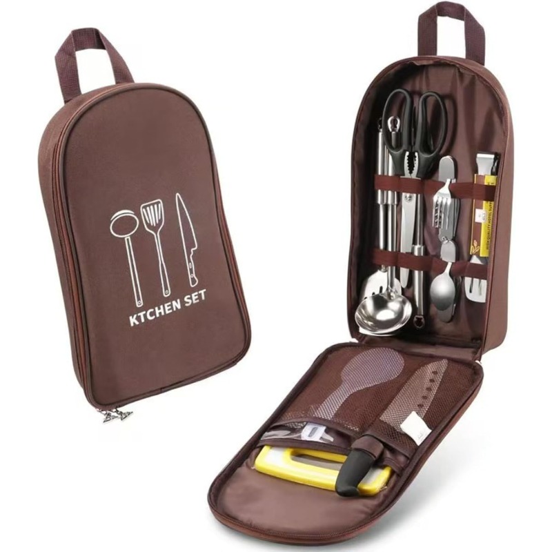 Camping Cooking Equipment Bag - Camping Travel Cooking Utensils Organizer Travel