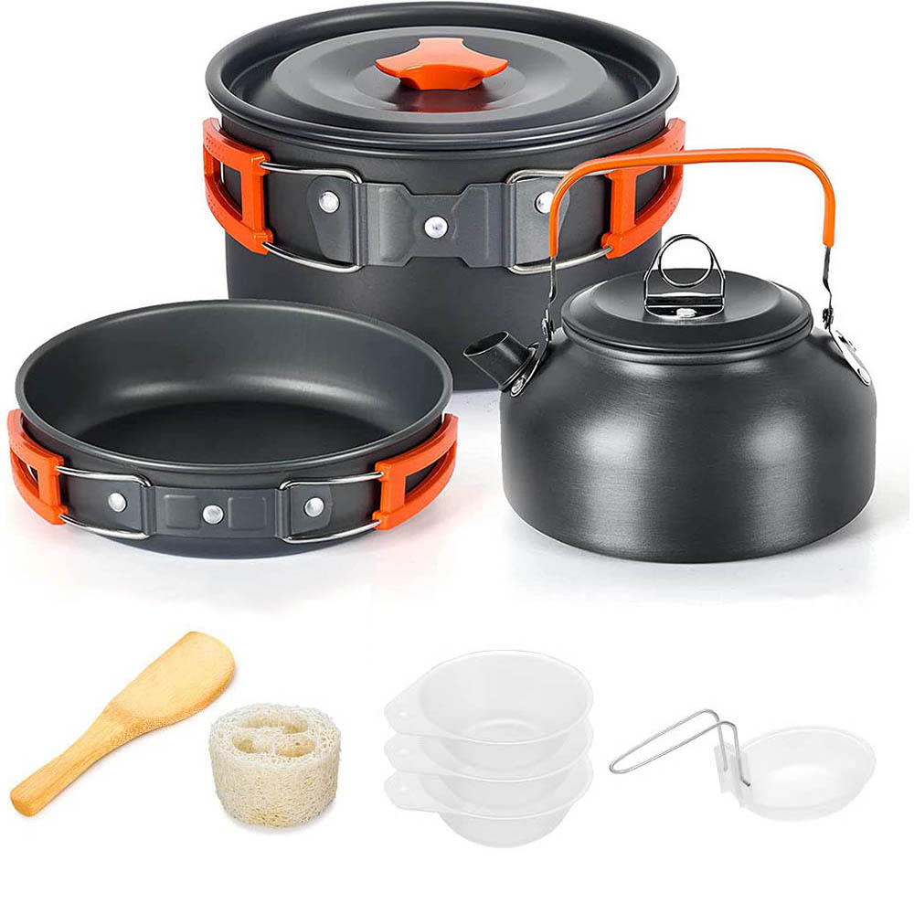 Camping Cooking Equipment Bag - Aluminum Outdoor Camping Cookware Set with