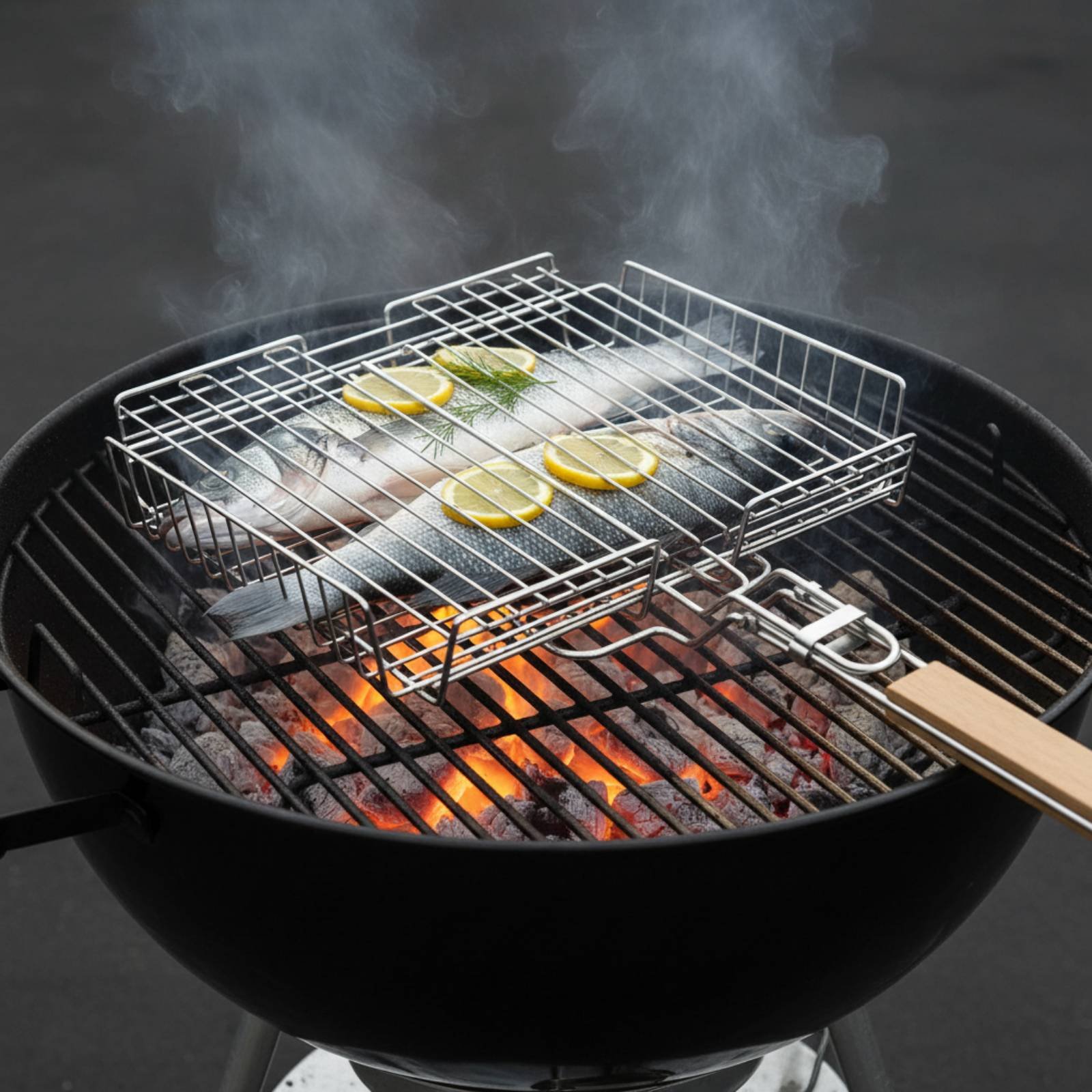 Camping Cooking Lightweight - Wood Handle Grill Basket Portable Folding