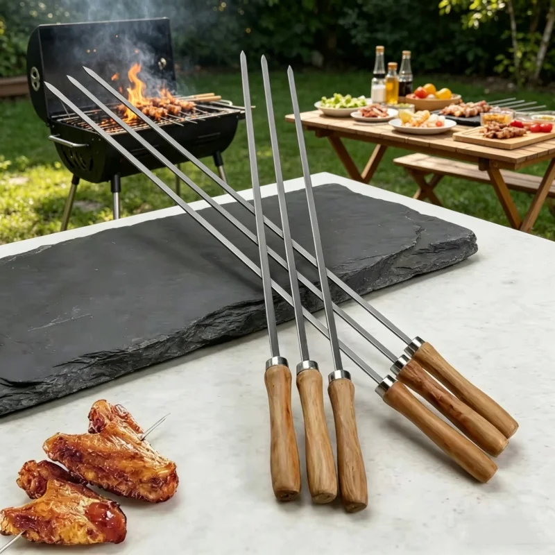 Camping Cooking Candle - 6Pcs 42cm Stainless Steel Flat BBQ