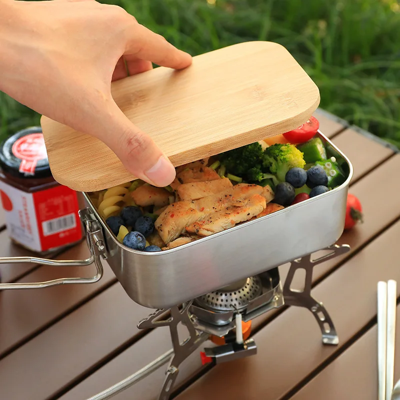 Camping Cooking Box - 304 Stainless Steel Lunch Box Portable