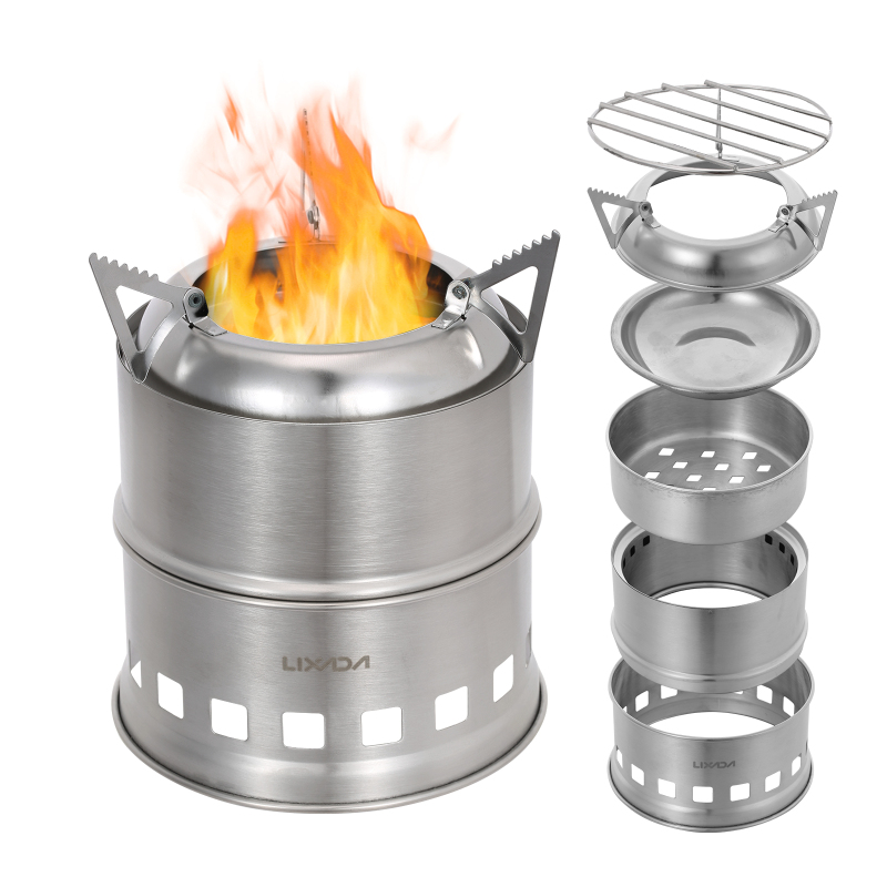 Camping Cooking System - Lixada Stainless Steel Wood Stove Camping