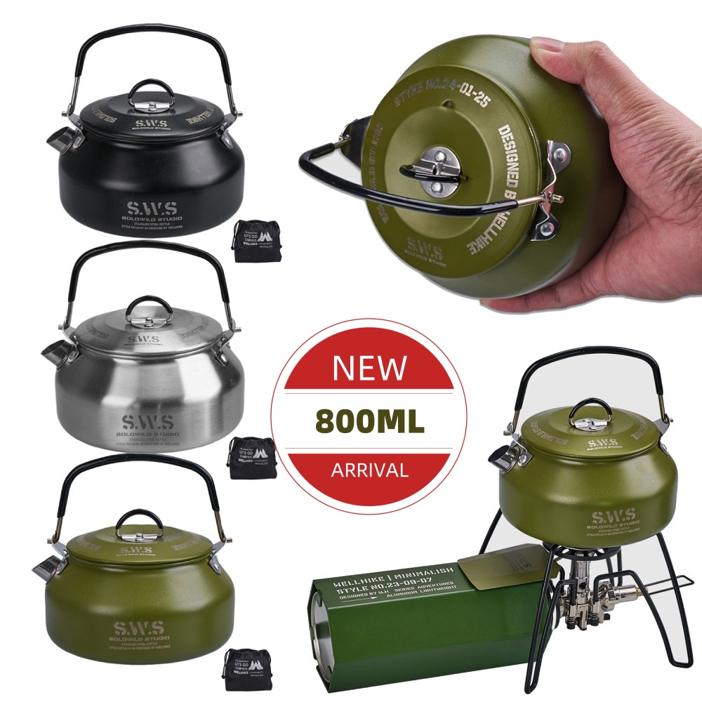 Camping Cooking Lightweight - 0.8L Outdoor Camping Kettle with Handle