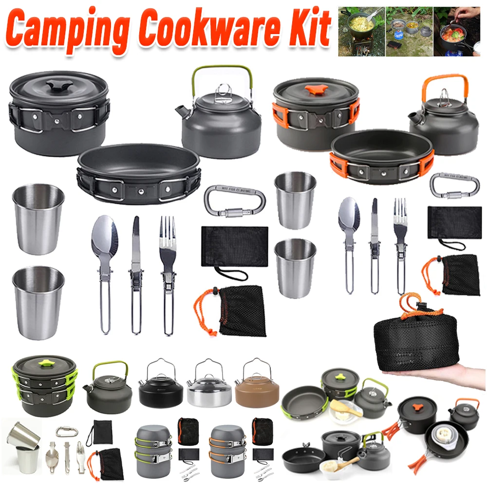 Camping Cooking Lightweight - Camping Cookware Kit Kettle Pot Pan