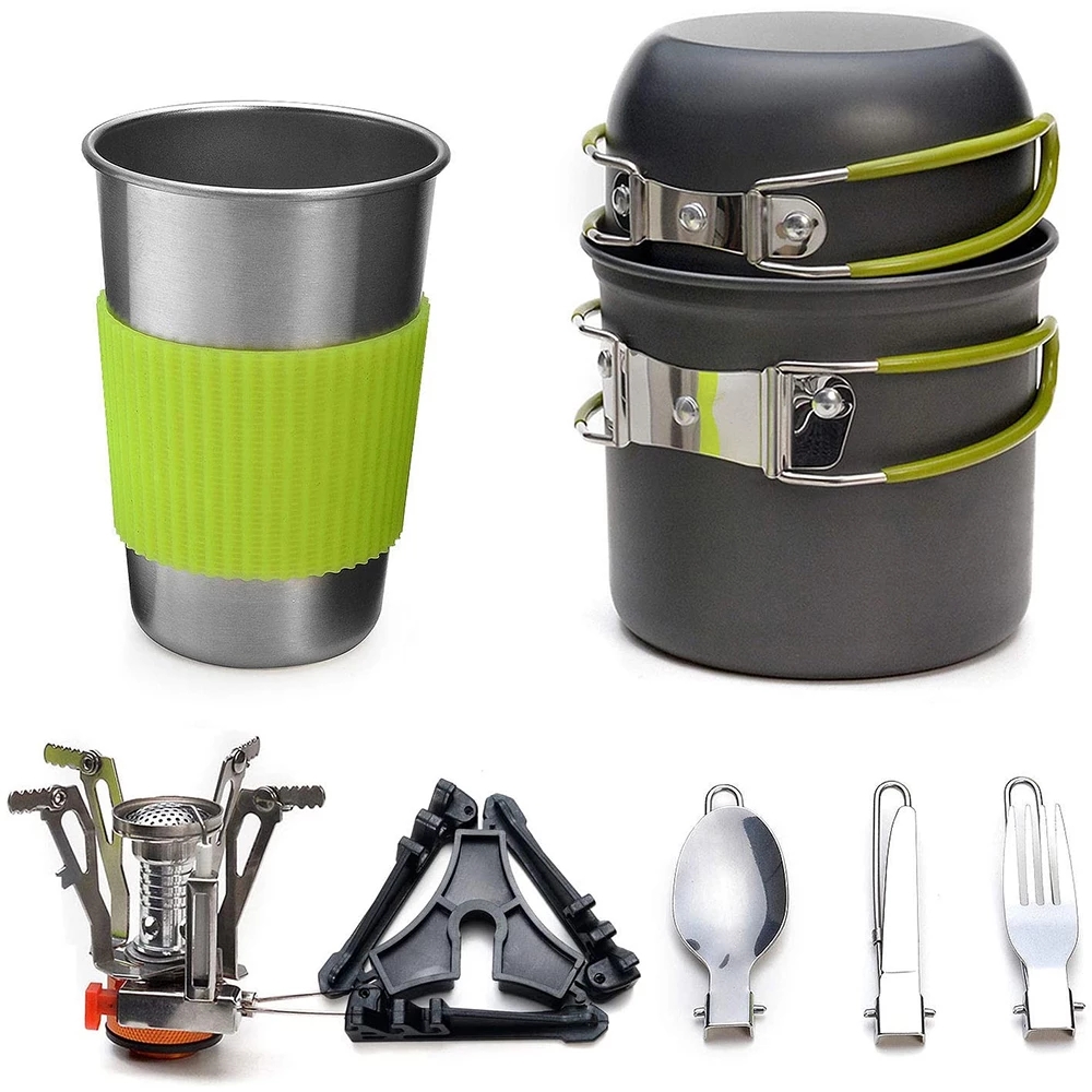 Camping Cooking Ware - Camping Cookware Kit with Stove Outdoor