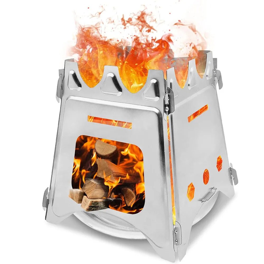 Camping Cooking System - Portable Camping Wood Stove with Stainless