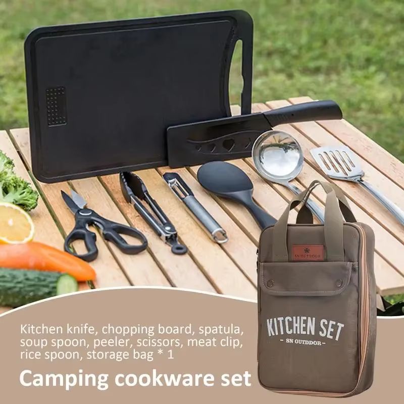 8pcs Camping Kitchen Cookware  - Camping Cooking Equipment Bag review and price