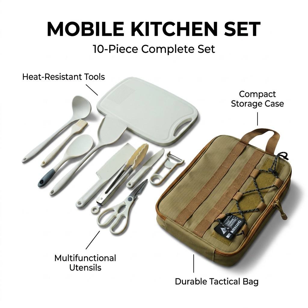 Portable 9Pcs Camping Kitchenw - Camping Cooking Equipment Bag review and price