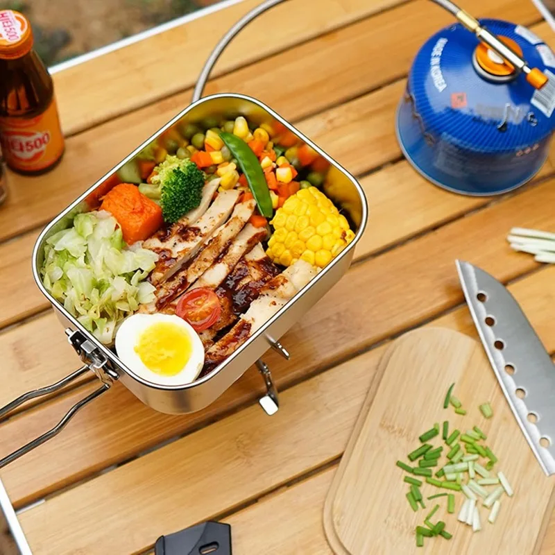 304 Stainless Steel Lunch Box  - Camping Cooking Box review and price