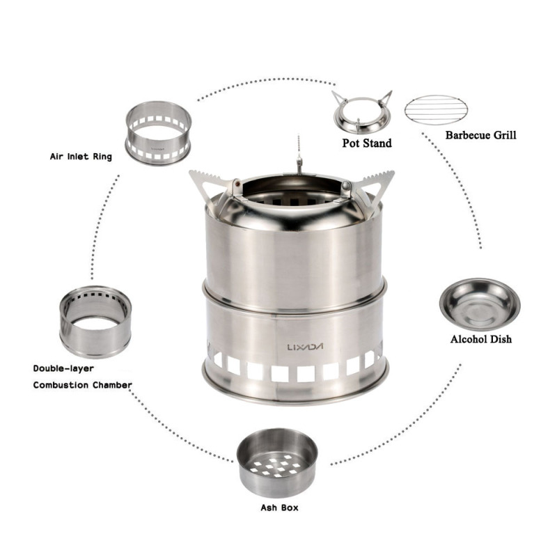 Lixada Stainless Steel Wood St - Camping Cooking System review and price