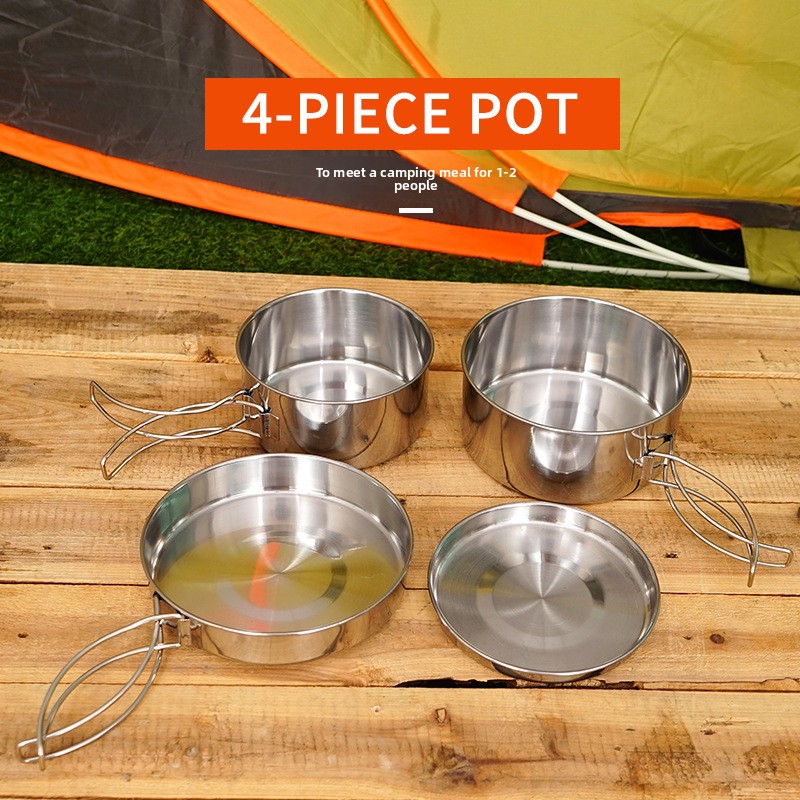 CLS 4-Piece Stainless Steel Ca - Camping Cooking Set For 4 review and price
