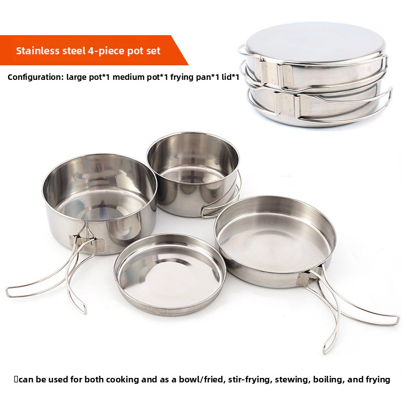 CLS 4-Piece Stainless Steel Ca - Camping Cooking Set For 4 review and price
