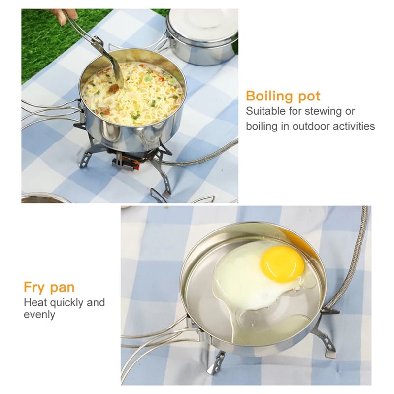 【BIG SALE】Stainless Steel 4-Pi - Camping Cooking Set For 4 review and price