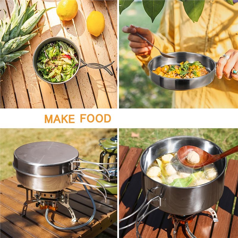 【BIG SALE】Stainless Steel 4-Pi - Camping Cooking Set For 4 review and price