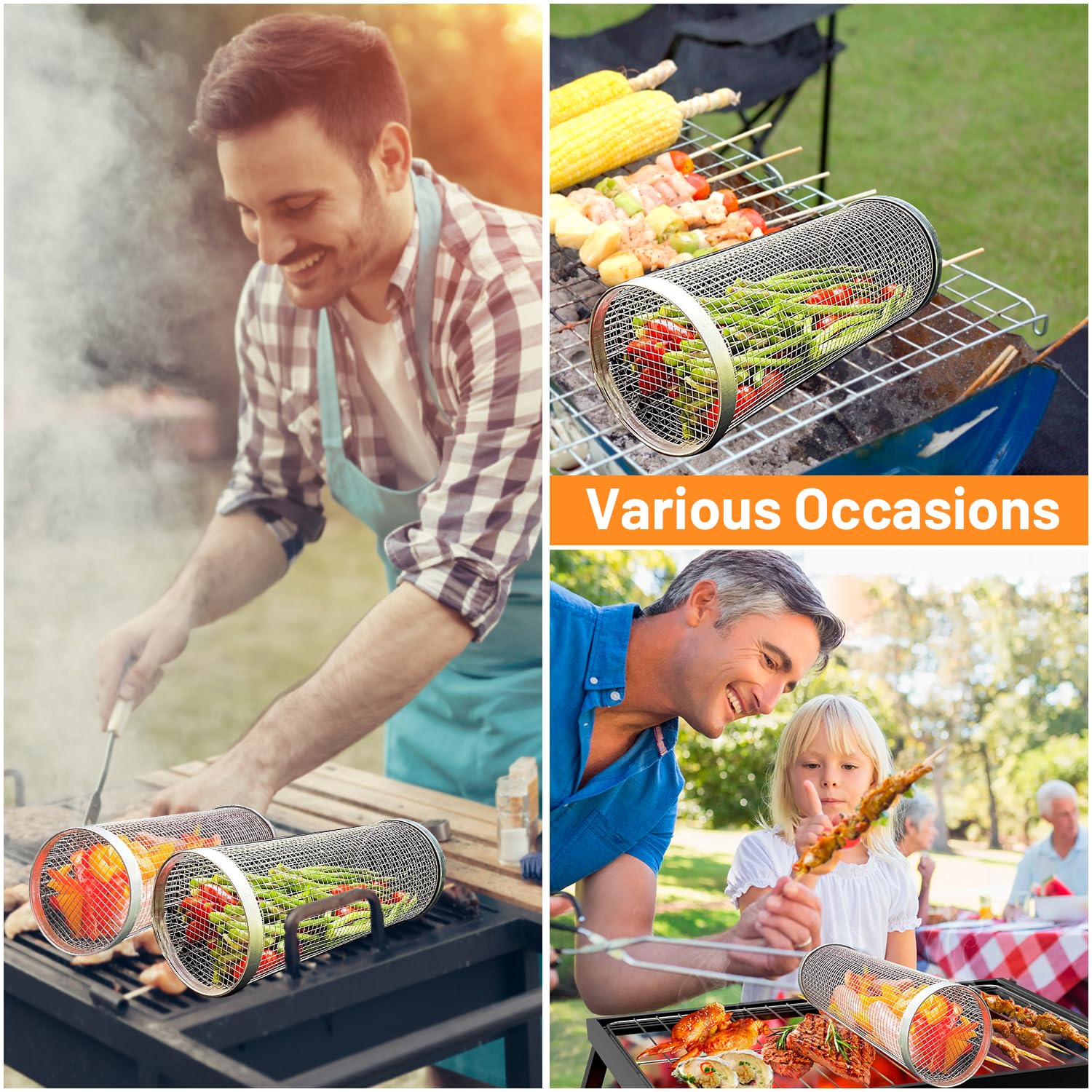 2 Pieces Rolling Grilling Bask - Camping Cooking Candle review and price