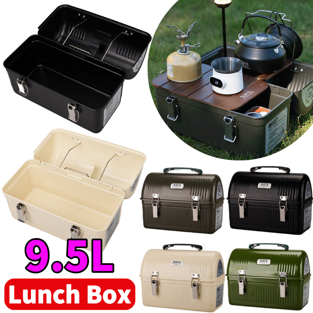 9.5L Vintage Metal Lunch Box w - Camping Cooking Box review and price